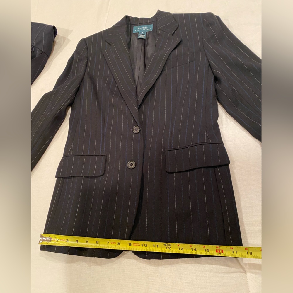 Lauren Ralf Lauren black with blue grey stripes blazer S 6 - Picture 9 of 10